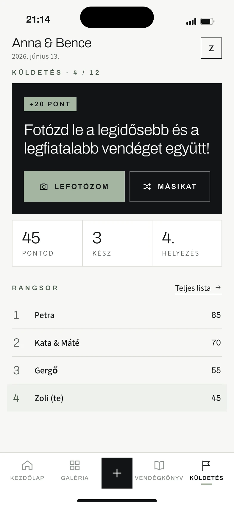 A Küldetés-játék telefonon