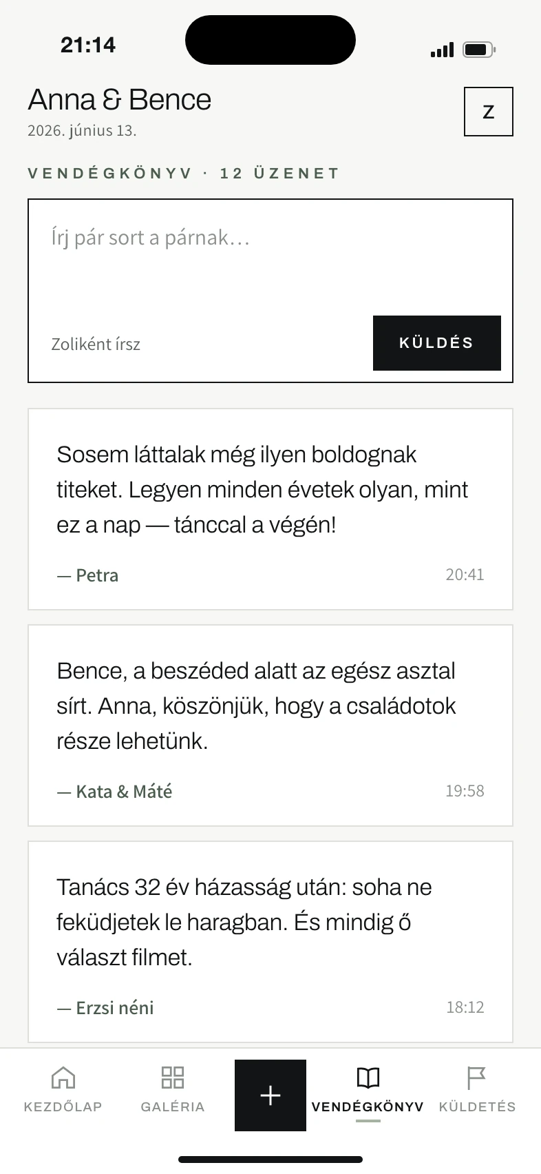 A digitális vendégkönyv telefonon